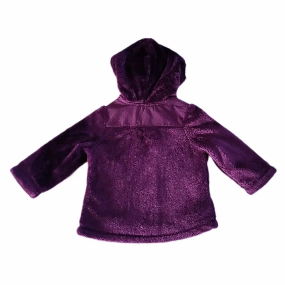 NWT Children's Place Purple Hooded Zip Up Soft Faux Fur Jacket sz 6-9M Girls